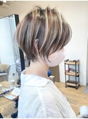 《30代40代》白髪ぼかしハイライト×ひし形ショート【イケダ】