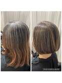大人ボブ　白髪活かし　髪質改善
