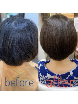 庵 ヘアー(hair) 40代50代60代　髪質改善　大人女子ショートボブ(梅岡)