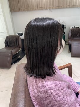 フォルテ 横浜店(FORTE) ロングヘア、グレージュカラー、ココアベージュ、黒髪縮毛