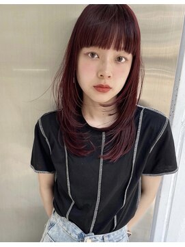 ヘン(hen) 【心斎橋hen】ブリーチなしのボルドー　ロングレイヤー