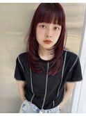 【心斎橋hen】ブリーチなしのボルドー ロングレイヤー