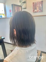 オレンジ(orange)&nbsp;【大分賀来】切りっぱなし外ハネシースルーボブアッシュカラー