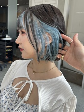 ロンドワン 三宮元町(Lond one) ブルーインナーカラー/インナーカラー青/アッシュグレー/卒業式