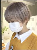 大人ショートボブヘアミルクティーベージュカラーグレイカラー★