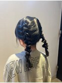 大人気20代30代◎結婚式発表会卒業式ツインテール編みおろし