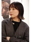 ★切りっぱなしくびれボブ 裾カラー 小顔前髪ラウンド 銀座 30代