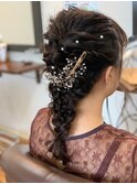 結婚式お呼ばれ編みおろしヘアセット♪