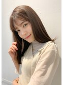 ナチュラルセミロング×明るめシアーグレージュ/こなれヘア
