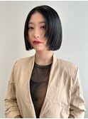 顔周りレイヤーカット 切りっぱなしボブ 20代30代 透明感