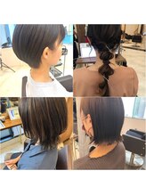 顔周りデザイン、切りっぱなしボブ、かっこいいスタイル、ショートスタイルも得意です！！【片吉 稚子】