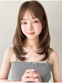 サイドバング斜めバンググランマッシュこなれヘア暗めカラー