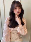 大人可愛い小顔フェザーバンググレージュカラー
