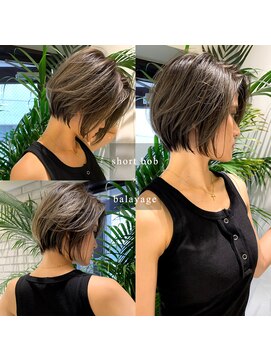 トルネード(TORNADO) 前下がりショートボブベージュバレイヤージュ　n12.7