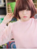 個性的チェリーブラウンシンプル前下がりボブc5大宮10代20代30代