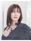 ★くびレイヤー地毛風グレージュ小顔レイヤー★グレーベージュ