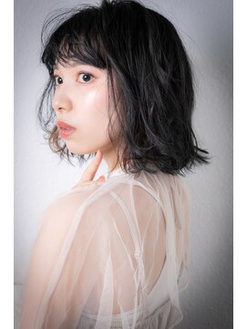 カバーヘア ブリス 戸田公園西口店(COVER HAIR bliss) ぱっつん前髪イヤリングカラーくびれボブw戸田公園20代30代40代