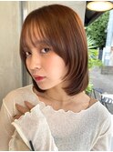 【本山貴志】フェースレイヤー内巻きボブ モカブラウンカラー