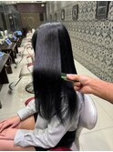 カット、暗髪カラー、トリートメント