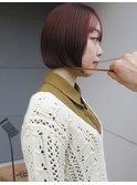 オレンジカラーブリーチなしボブミニボブ暖色カラーブリーチなし