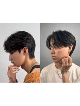 センターパートにおすすめ!真っ直ぐすぎない自然な毛流れでニュアンスパーマ風も*[赤坂天神/MEN'S/学割U24]