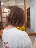 切りっぱなしボブ/ミニボブ/丸くないボブ/ヘーゼルベージュ
