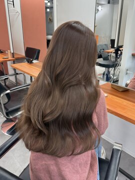 レブ 三条河原町(Reb,) ブリーチなしダブルカラーレイヤーカットミルクティーベージュ