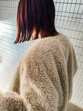 ピンクブラウン×ボブ