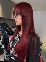 ナループロアポンテ(Nalu pu loa PONTE)&nbsp;ロングレイヤーブリーチなしダブルカラー赤髪ダークレッド