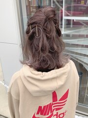 ラベンダーピンク×インナーカラー×簡単アレンジ