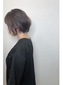 ラベンダーカラー_マロンベージュ Aラインボブ かきあげ