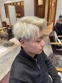 オーブ ヘアー リープ 大日店(AUBE HAIR leap) #メンズ #アップバング #ホワイトブロンド #トリプルカラー