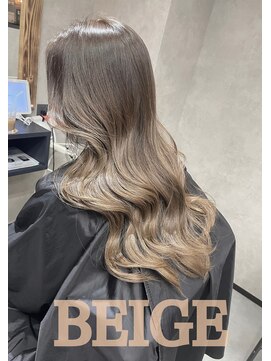 サニー 渋谷(SUNNY) バレイヤージュ、ハイライト、レイヤーロング、グレーベージュ