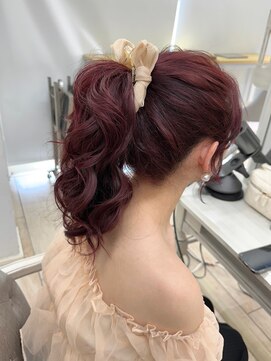 シーン(seen) ★ブリーチなしカラーレイヤーカットレッドブラウンポニテ★