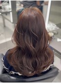 ロングヘアー　オレンジブラウン　髪質改善 赤坂見附