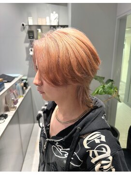 ヴァイス 新宿店(VAICE) センターパートウルフ ベージュ ブリーチ2回