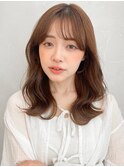 モテ髪レイヤーカット前髪愛され艶感くびれヘア艶ブラウン