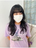 20代30代ロングウルフパーマ顔周りカット岡山パーマ