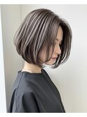【バレイヤージュボブ】ハイライト×立体感／大人可愛い艶髪