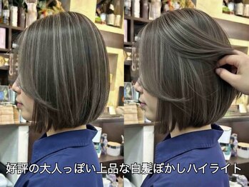 ケーアールツーエス 鳳店(KR2S)の写真/気になる白髪も低ダメージで"色を楽しむ"ご提案"白髪カバーもお洒落に!透明感カラーで叶えるスタイルが好評