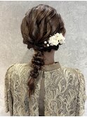 花田/結婚式ヘアセットお呼ばれヘアアレンジ編みおろし下北沢