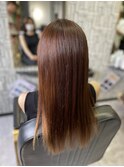 大人可愛い透明感立体感グレージュ×エアストレート