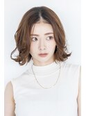 マロンベージュ/波巻き外ハネボブ20代30代40代50代