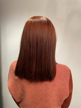 ヘアーアンドメイクアップ ケー インターナショナル 神楽坂(Ke' International) ブリーチなしダブルカラー 艶髪オレンジヘア