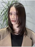 髪質改善縮毛矯正韓国風レイヤーカットダブルカラーベージュ