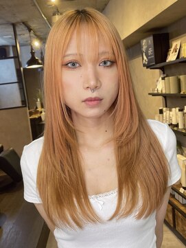サニー 渋谷(SUNNY) n1アプリコットオレンジ、ホワイトブロンド、ロングレイヤー