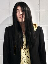 ココ 原宿(KOKO)&nbsp;メンズロングレイヤーウルフストレートブルーブラック黒髪