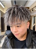 ツイストマッシュホワイトメッシュパイルツイストパーマ