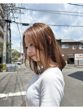 サン(SAN) オレンジベージュ/重ためロングボブ