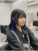 インナーカラー イヤリングカラー インナーブルー ネイビー